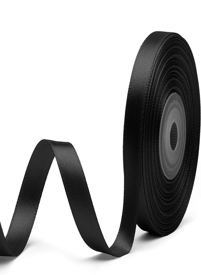 GhelonadiDouble Faced Polyester Satin Ribbon, Silk Ribbon Perfect for Wrapping, Crafts, Hair Bows, Wedding Party Other Projects Decorating Valentine's Day Birthday Bouquet Garland (18 Meter) (Black) - Image 1